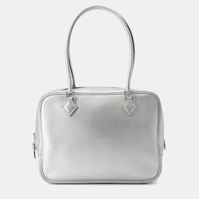 HERMES PLUME OLYMPIC LIMITED SIZE MINI SILVER CHEVRE MYZORE GOATSKIN BAG