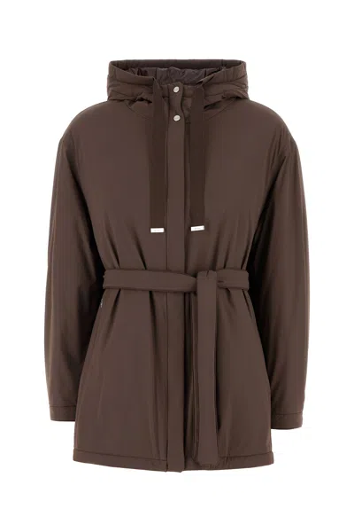 HERNO BROWN STRETCH NYLON JACKET