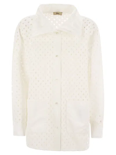 HERNO HERNO CROCHET EFFECT SHIRT CUT JACKET