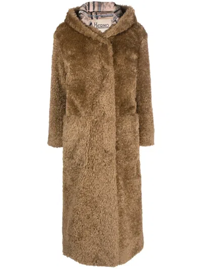 HERNO FAUX-FUR HOODED COAT