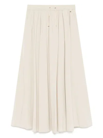 HERNO LIGHT BEIGE A-LINE MIDI SKIRT