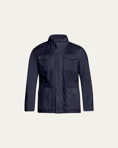 HERNO MEN'S COTTON CONCEALED-ZIP SAFARI JACKET