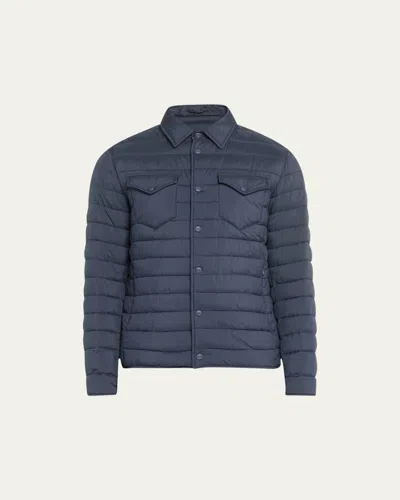 HERNO MEN'S PADDED NYLON SNAP-FRONT OVERSHIRT