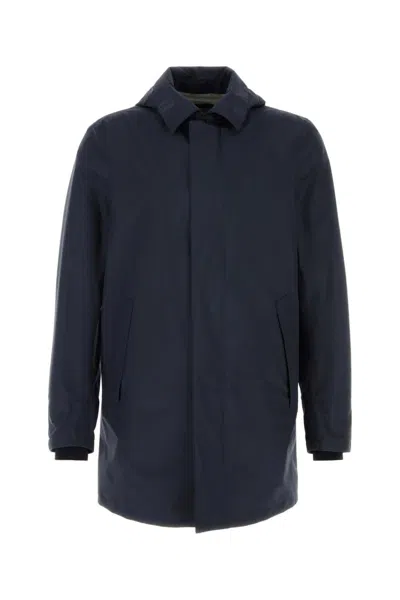 HERNO NAVY BLUE HOODED JACKET