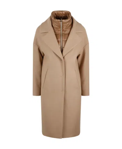 HERNO HERNO PADDED-COLLAR SINGLE-BREASTED LONG SLEEVED COAT