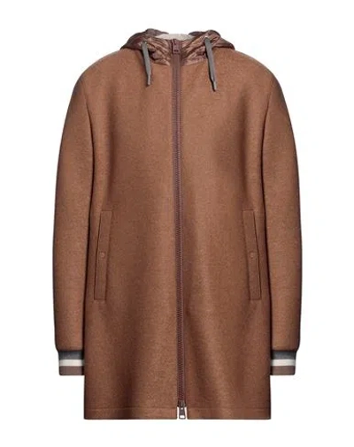 HERNO HERNO RESORT MAN COAT CAMEL SIZE 44 VIRGIN WOOL, POLYAMIDE, ACRYLIC, WOOL, ELASTANE