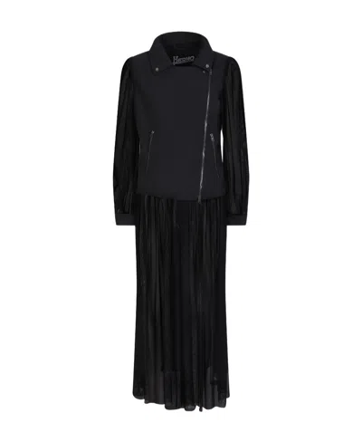 HERNO SEMI-SHEER BIKER-STYLE COAT