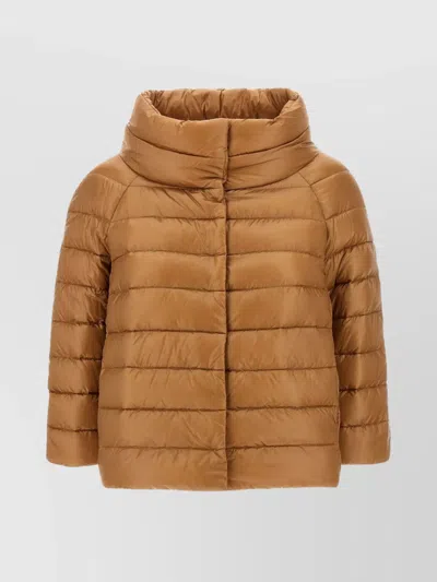 HERNO DOWN FUNNEL NECK CROPPED PUFFER JACKET