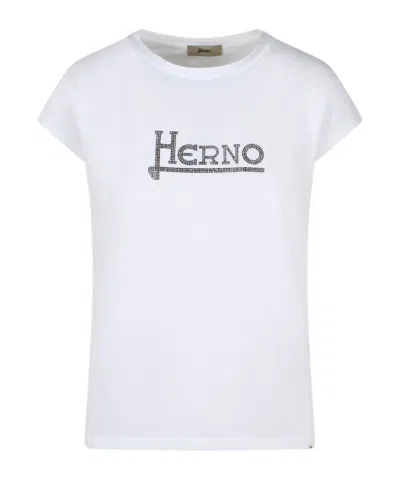 HERNO HERNO LOGO EMBELLISHED CREWNECK T-SHIRT