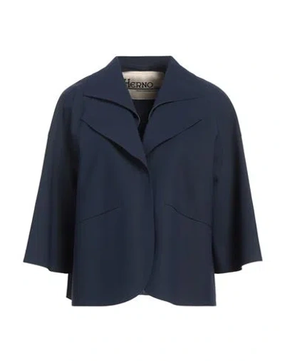 HERNO HERNO WOMAN BLAZER NAVY SIZE 2 POLYAMIDE, ELASTANE