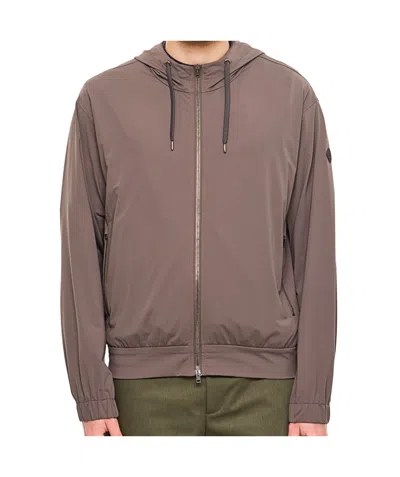 HERNO HERNO LOGO PATCH ZIP-UP DRAWSTRING HOODIE