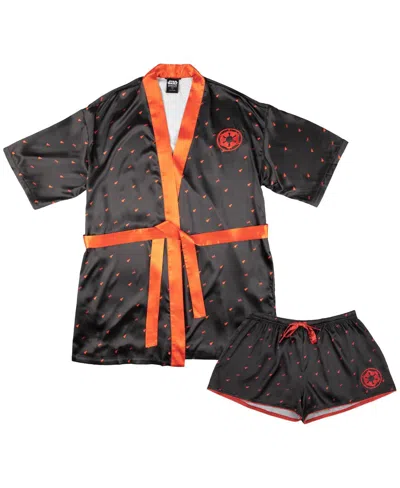 HEROES & VILLAINS WOMEN'S BLACK STAR WARS IMPERIAL ROBE SHORTS PAJAMA SET