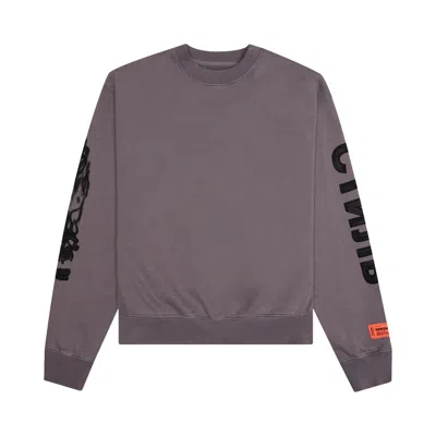 HERON PRESTON HERON PRESTON FLAMING SKULL CREWNECK 'GREY/BLACK' | MEN'S SIZE M