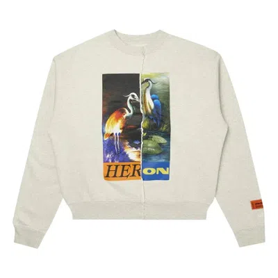 HERON PRESTON HERON PRESTON FW21 Split Herons Crewneck Sweatshirt 'Grey Melange'