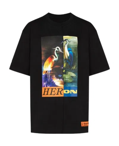 HERON PRESTON SS TEE OS SPLIT HERONS BLACK ORANGE