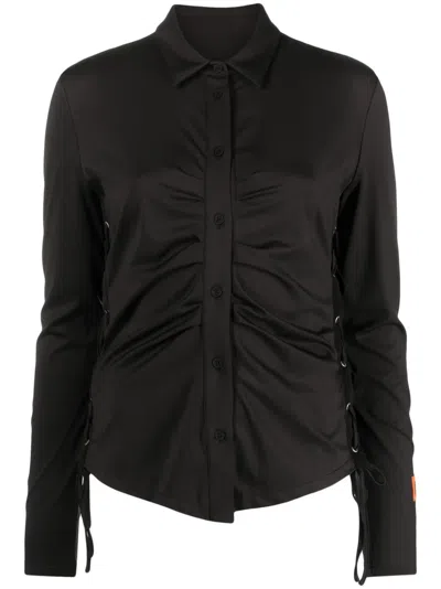 HERON PRESTON LACE-UP RUCHED SHIRT