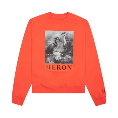 HERON PRESTON HERON PRESTON LOGO PRINT LONG-SLEEVE SWEATSHIRT 'ORANGE/BLACK'