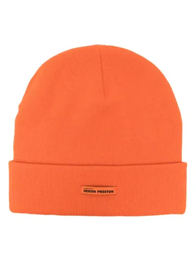 HERON PRESTON LOGO-TAG WOOL BEANIE