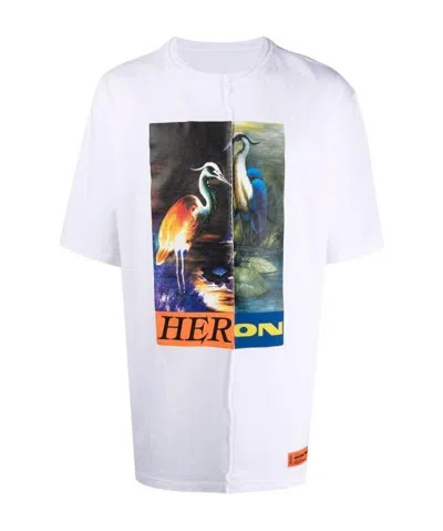 HERON PRESTON SS TEE OS SPLIT HERONS WHITE ORANGE