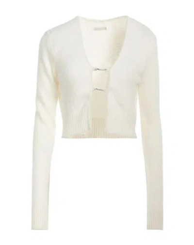 HERON PRESTON HERON PRESTON WOMAN CARDIGAN IVORY SIZE L ACRYLIC, POLYAMIDE, SYNTHETIC FIBERS, WOOL, MOHAIR WOOL