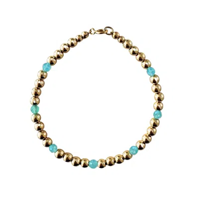HERSELF COLLECTIONS WOMEN'S GOLD / BLUE GOLD BEAD AND AMAZONITE STONE BRACELET