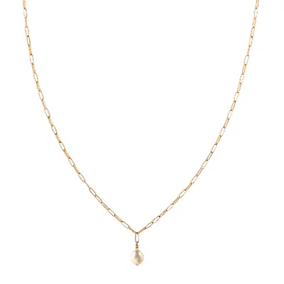 HERSELF COLLECTIONS WOMEN'S GOLD PEARL DROP NECKLACE