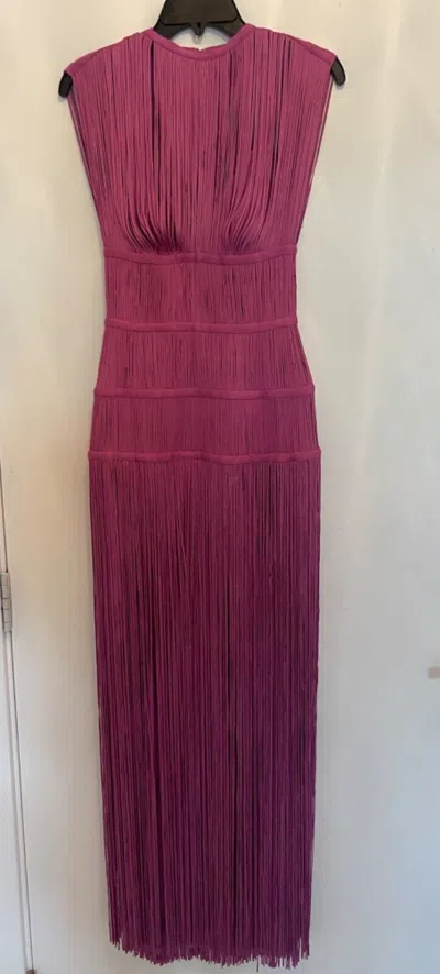 HERVE LEGER HERVE LEGER MAXI AZALEA BANDED FRINGE GOWN SIZE XXS