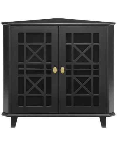 HEWSON WALKER EDISON FRETWORK BLACK CORNER ACCENT CABINET