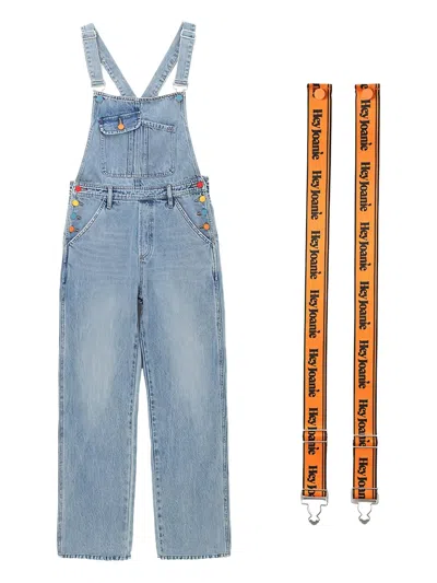 HEY JOANIE LOGO-PRINT DUNGAREES