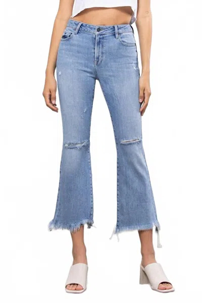 HIDDEN HIGH RISE SUPER FRAY CROP FLARE JEAN IN LIGHT BLUE
