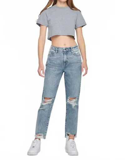 HIDDEN TRACEY HIGH RISE CROPPED STRAIGHT FIT JEAN IN ACID WASH