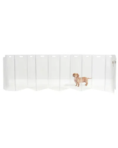 HIDDIN HIDDIN CLEAR WALL MOUNTED ZIG ZAG PET GATE WITH SILVER LATCH