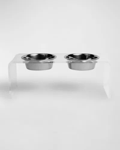 HIDDIN MEDIUM CLEAR DOUBLE BOWL PET FEEDER, 2 QUART