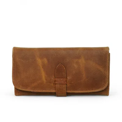HIDES LEATHER CO. WOMEN'S BROWN LEATHER TRIFOLD WALLET