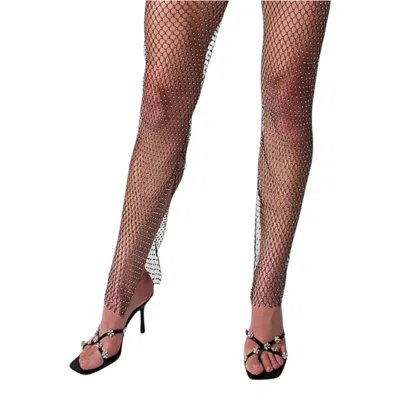 HIGH HEEL JUNGLE BY KATHRYN EISMAN WOMEN'S CHAINED DOWN CRYSTAL MESH PANTS- BLACK SMALL/MEDIUM