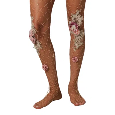 HIGH HEEL JUNGLE BY KATHRYN EISMAN WOMEN'S NEUTRALS ABUNDANT FISHNET TIGHTS