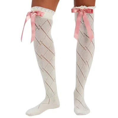 HIGH HEEL JUNGLE BY KATHRYN EISMAN WOMEN'S NEUTRALS PARIS KNIT RIBBON TALL SOCK