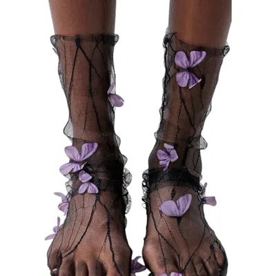 HIGH HEEL JUNGLE BY KATHRYN EISMAN WOMEN'S PAPILLON TULLE SOCKS - BLACK