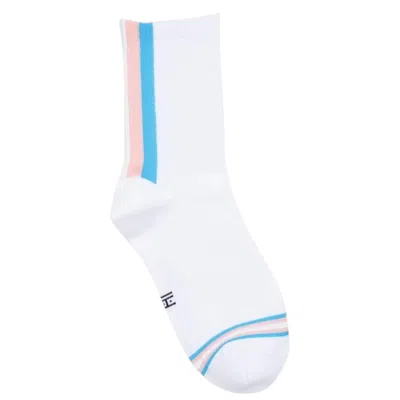 HIGH HEEL JUNGLE BY KATHRYN EISMAN WOMEN'S WHITE TRANS PRIDE FLAG SOCKS