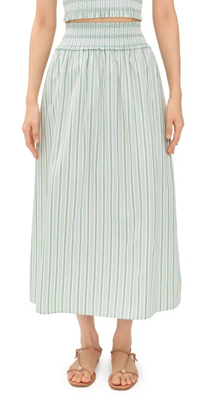 HILL HOUSE HOME THE DELPHINE NAP SKIRT VARIEGATED STRIPE/APPLE GREEN