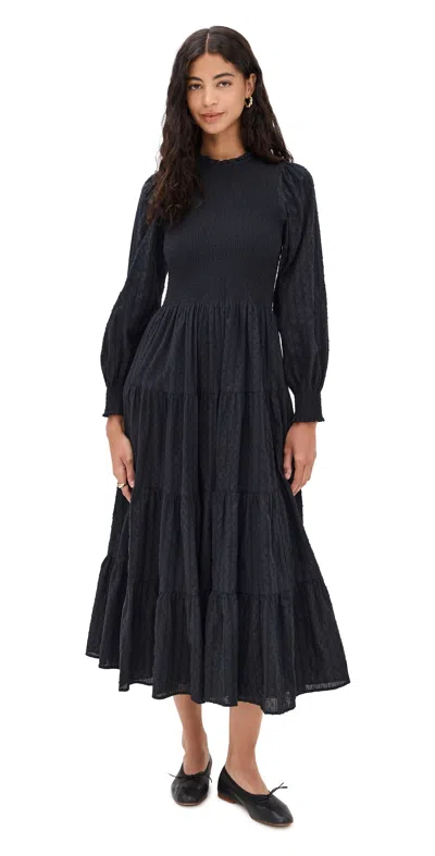 HILL HOUSE HOME THE VIVIANA NAP DRESS BLACK LINEAR DOT