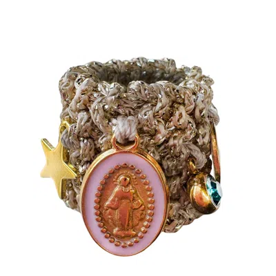HILO DE MAR WOMEN'S GOLD RING HANDKNITTED WITH CHARMS - ELASTIC