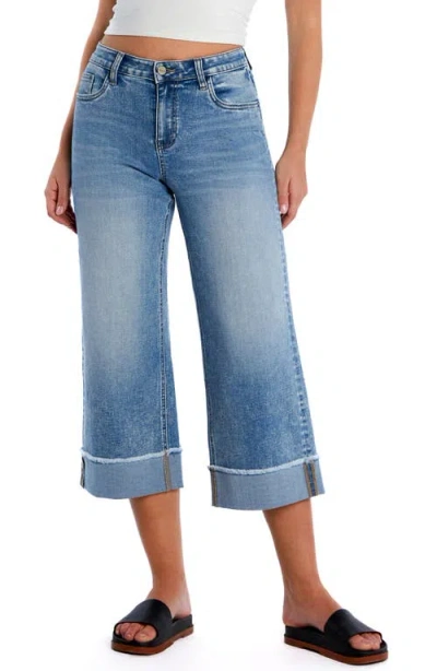HINT OF BLU HINT OF BLU CUFFED ANKLE WIDE LEG JEANS