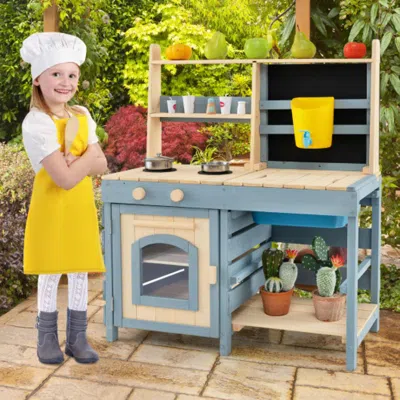 HIVVAGO 2-IN-1 OUTDOOR MUD KITCHEN WITH FAUCET AND EXTRA CHALKBOARD