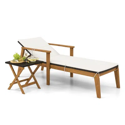 HIVVAGO 2 PIECE OUTDOOR CHAISE LOUNGE CHAIR SET RATTAN PATIO CHAISE WITH ARMRESTS