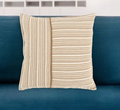 HIVVAGO 20" NATURAL AND IVORY STRIPED COTTON THROW PILLOW