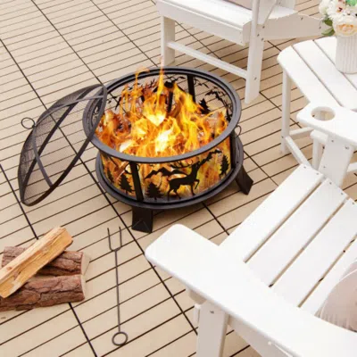HIVVAGO 26 INCHES OUTDOOR FIRE PIT WITH SPARK SCREEN AND POKER
