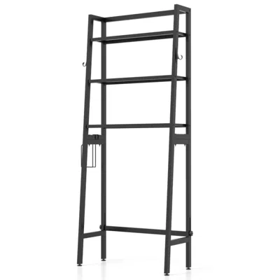 HIVVAGO 3-TIER OVER THE TOILET STORAGE SHELF WITH ADJUSTABLE BOTTOM BAR-BLACK