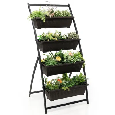 HIVVAGO 4-TIER VERTICAL RAISED GARDEN BED WITH 4 CONTAINERS AND DRAINAGE HOLES