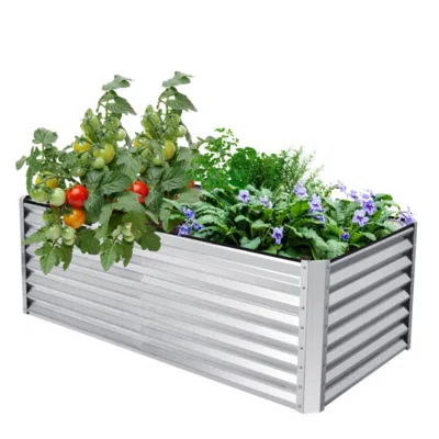 HIVVAGO 6 X 3 X 2 FEET RUSTPROOF METAL PLANTER BOX WITH GROUND STAKES FOR PLANTS